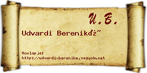 Udvardi Bereniké névjegykártya
